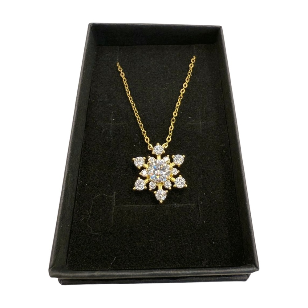 Moissanite Snowflake Pendant GRA Certified 1.0ct D Color 14K Plated